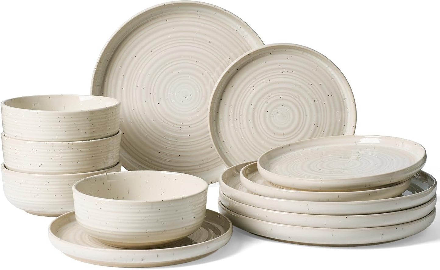 Stoneware Dinnerware Sets for 4 - 12 Pieces with Speckles