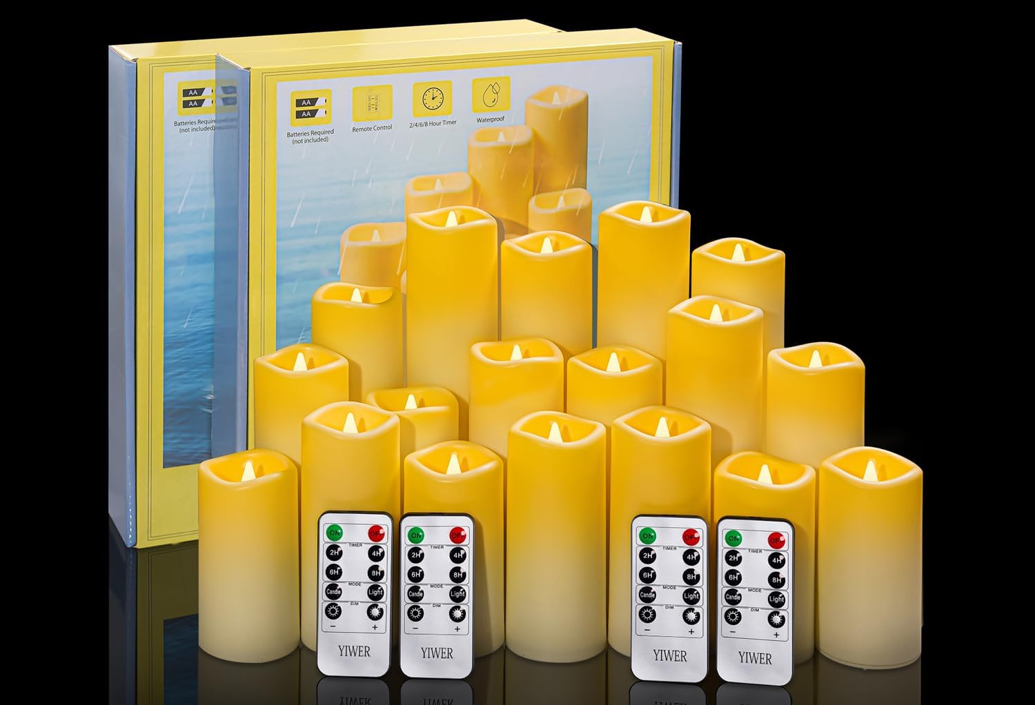 YIWER Waterproof Flameless Candles Set of 18 for Any Occasion