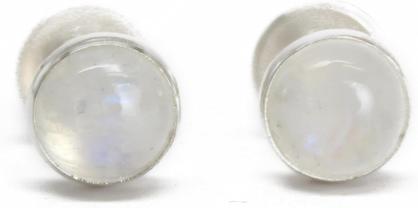 6mm Gemstone Stud Earrings in 925 Sterling Silver for Women