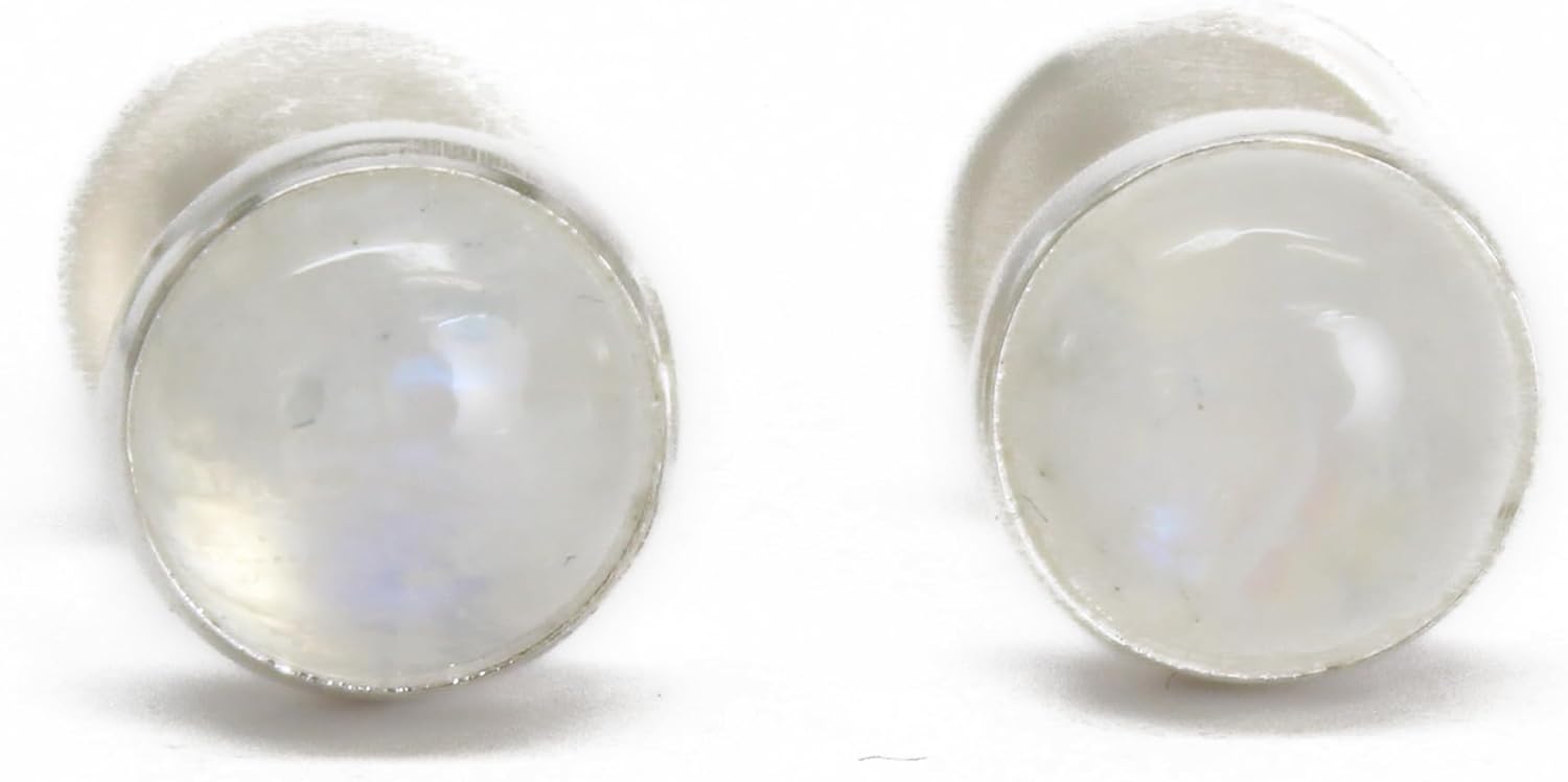 6mm Gemstone Stud Earrings in 925 Sterling Silver for Women