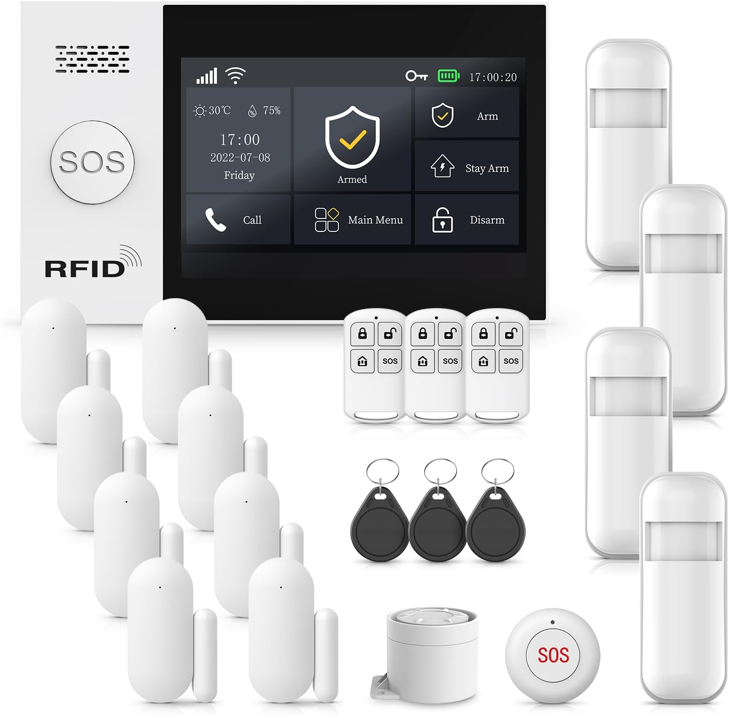 Home Security Alarm System with Touch Screen and Loud Siren