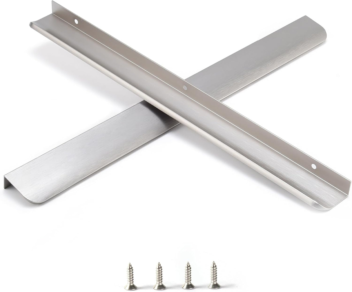 Brushed Nickel Edge Finger Pulls for Cabinets - Pack of 5