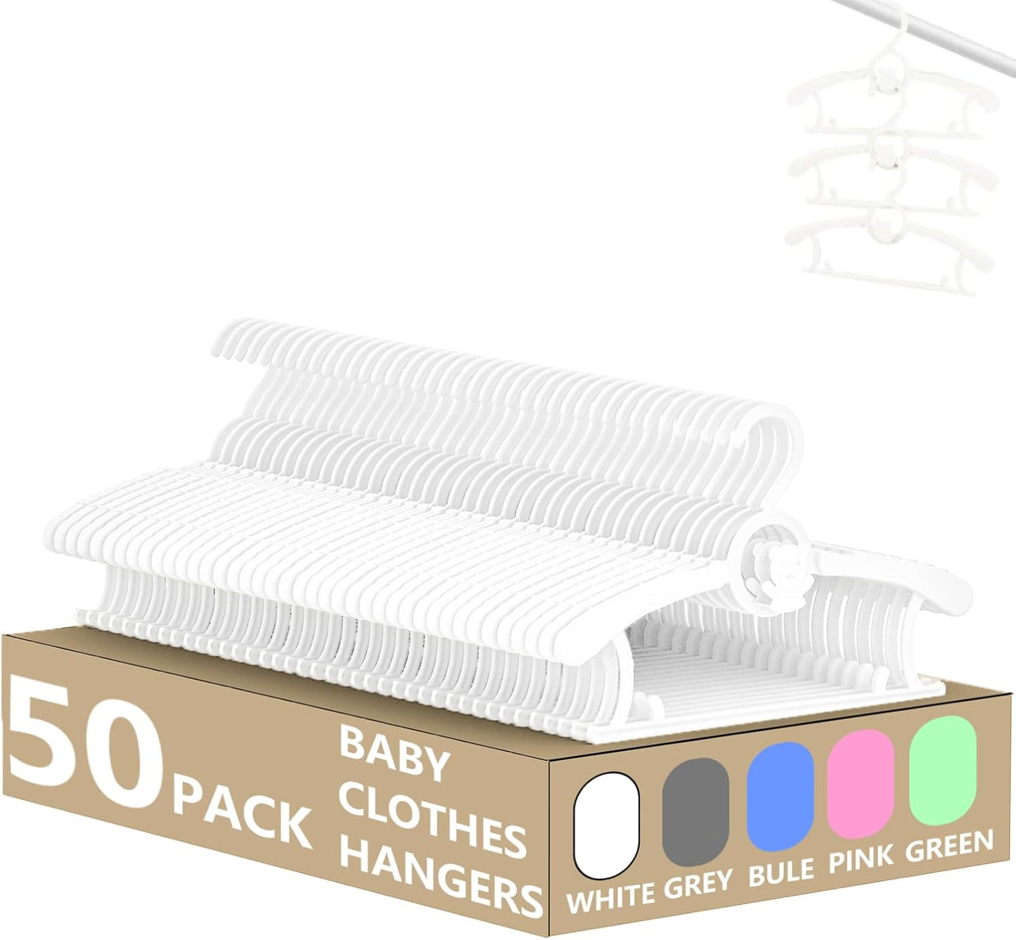 HGYZE Baby Hangers for Closet - 50pcs Adjustable Non-Slip Hangers