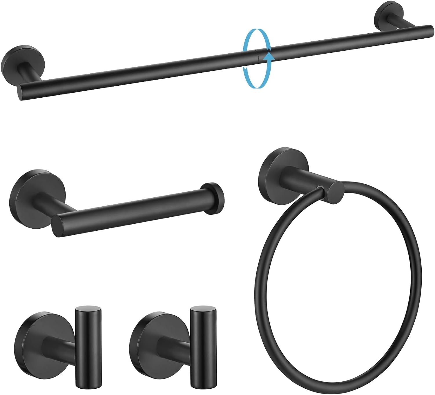TURS Matte Black Bathroom Hardware Set for Modern Spaces