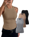 Womens 3-Pack Ribbed Tank Tops Slim Knit Cami - Lightweight Fit