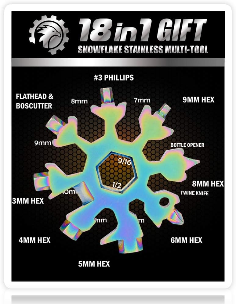 Saker 18-in-1 Snowflake Multi-Tool: Genius in Rainbow