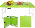 Portable Plastic Folding Table 6ft - Sturdy Fold-in-Half Picnic Table