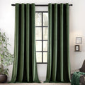 Room Darkening Olive Green Velvet Curtains - Set of 2