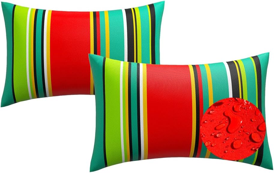 12x20 Waterproof Lumbar Support Pillow Set for Outdoor Chairs