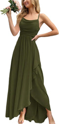Women Elegant Spaghetti Strap V Neck Maxi Dress - Slim Wrap Style