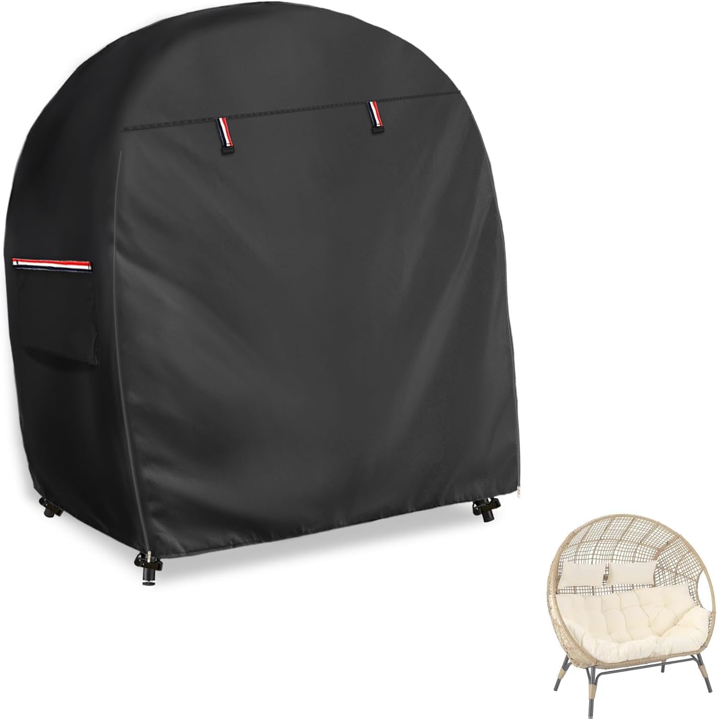 Outdoor Egg Chair Cover for Double Egg Loveseat Chair - Black
