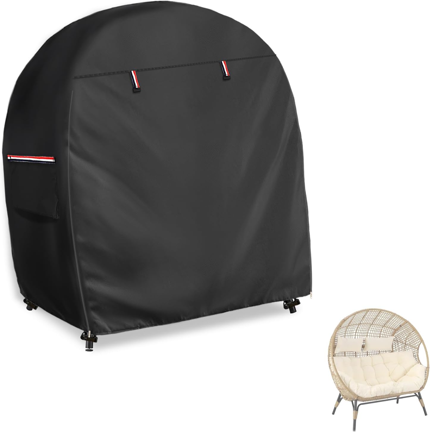 Outdoor Egg Chair Cover for Double Egg Loveseat Chair - Black