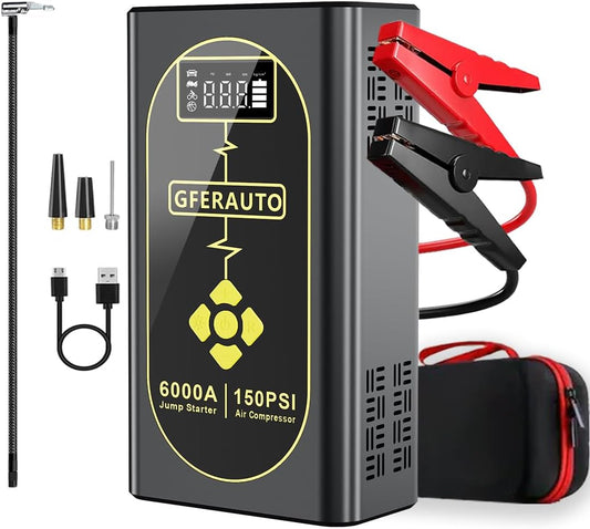 6000A Portable Jump Starter with Air Compressor - GFERAUTO