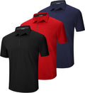 DEHORU Mens Polo Shirt Quick-Dry Athletic Top 3 Pack