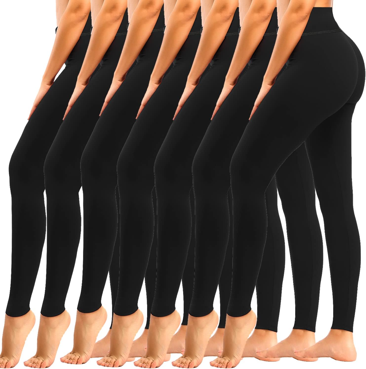 High Waisted Leggings for Women with Tummy Control - 7 Pack