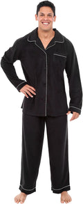 Men's Fleece Pajamas Set in Black - Warm Plush Winter PJs