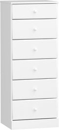 Prepac Astrid Tall White Dresser - Slim 6-Drawer Chest