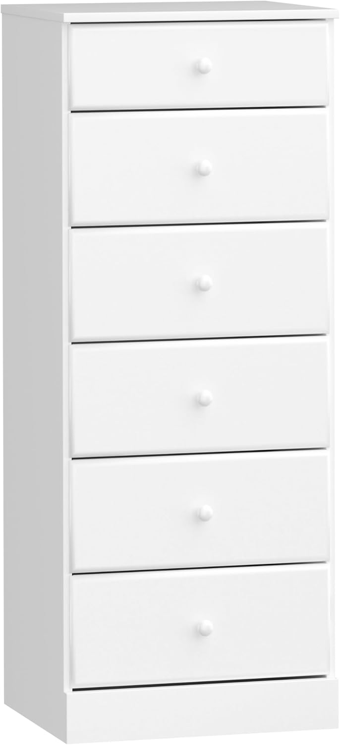 Prepac Astrid Tall White Dresser: Stylish Storage Solution