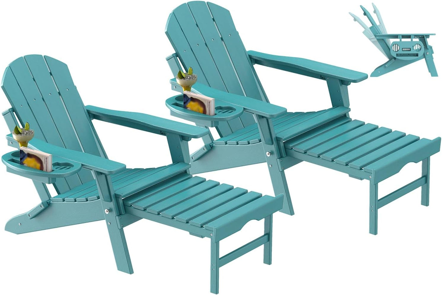Adjustable Adirondack Chair Set with Retractable Ottoman for Comfort