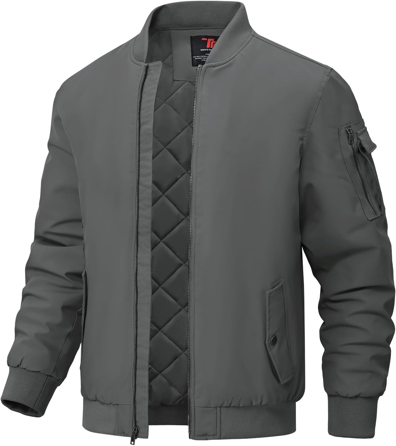 BGOWATU Men's Windproof Quilted Bomber Jacket for Winter Wear
