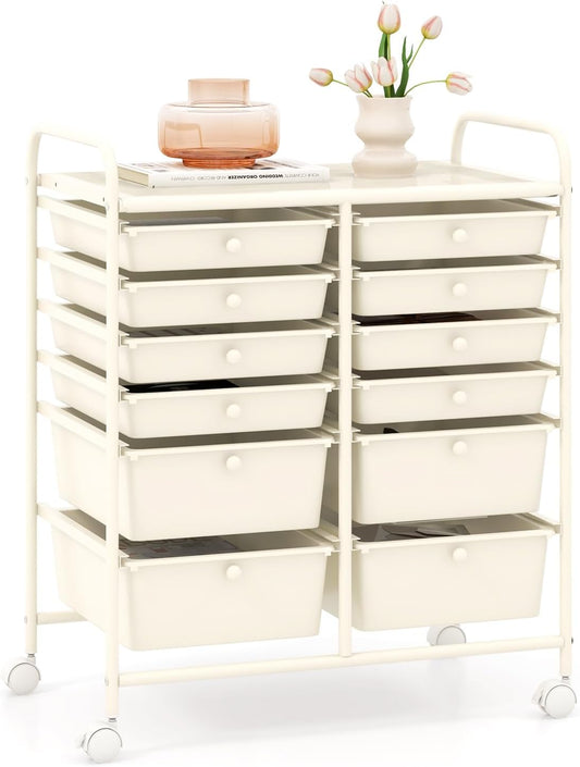 GOFLAME 12-Drawer Rolling Storage Cart for Home and Office