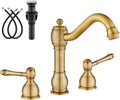 Widespread Bathroom Faucets with Antique Brass Finish for Sink