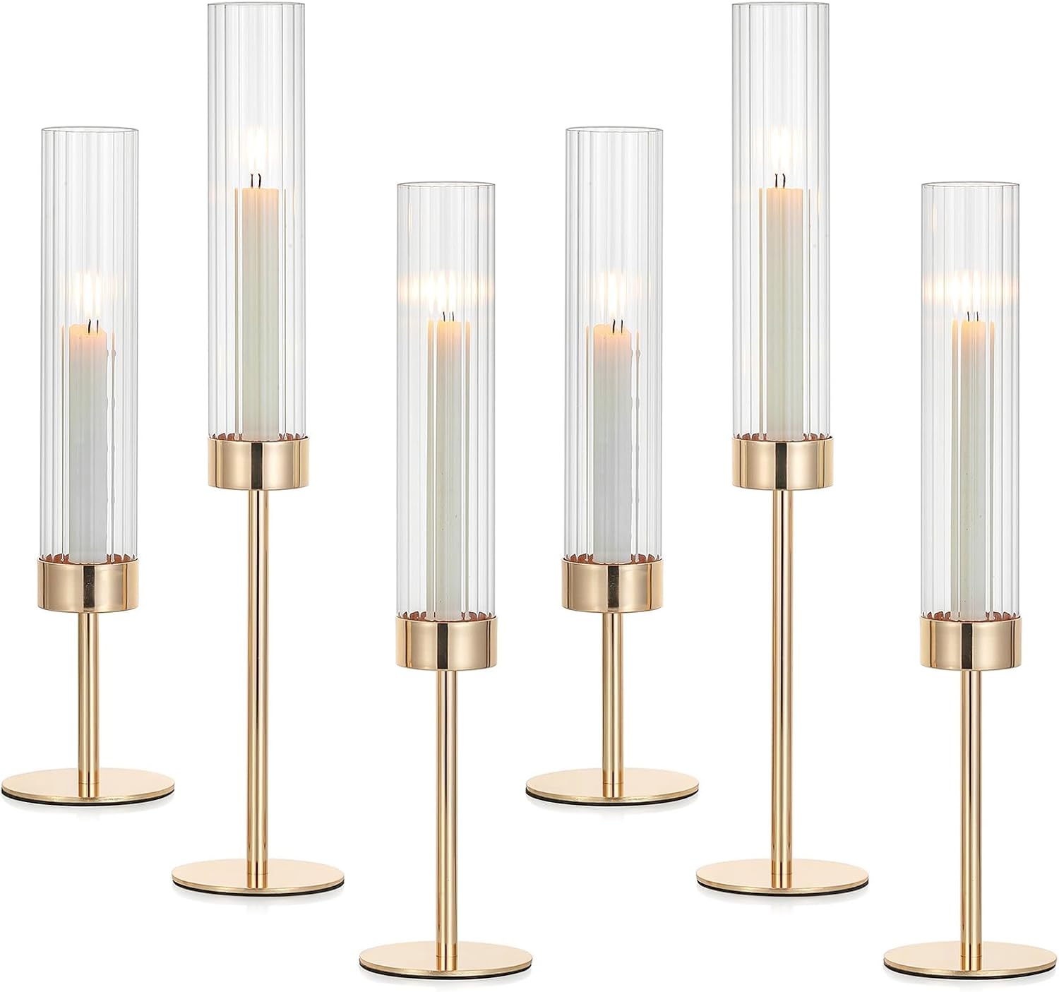 Hewory Gold Taper Candle Holders Set for Elegant Decor