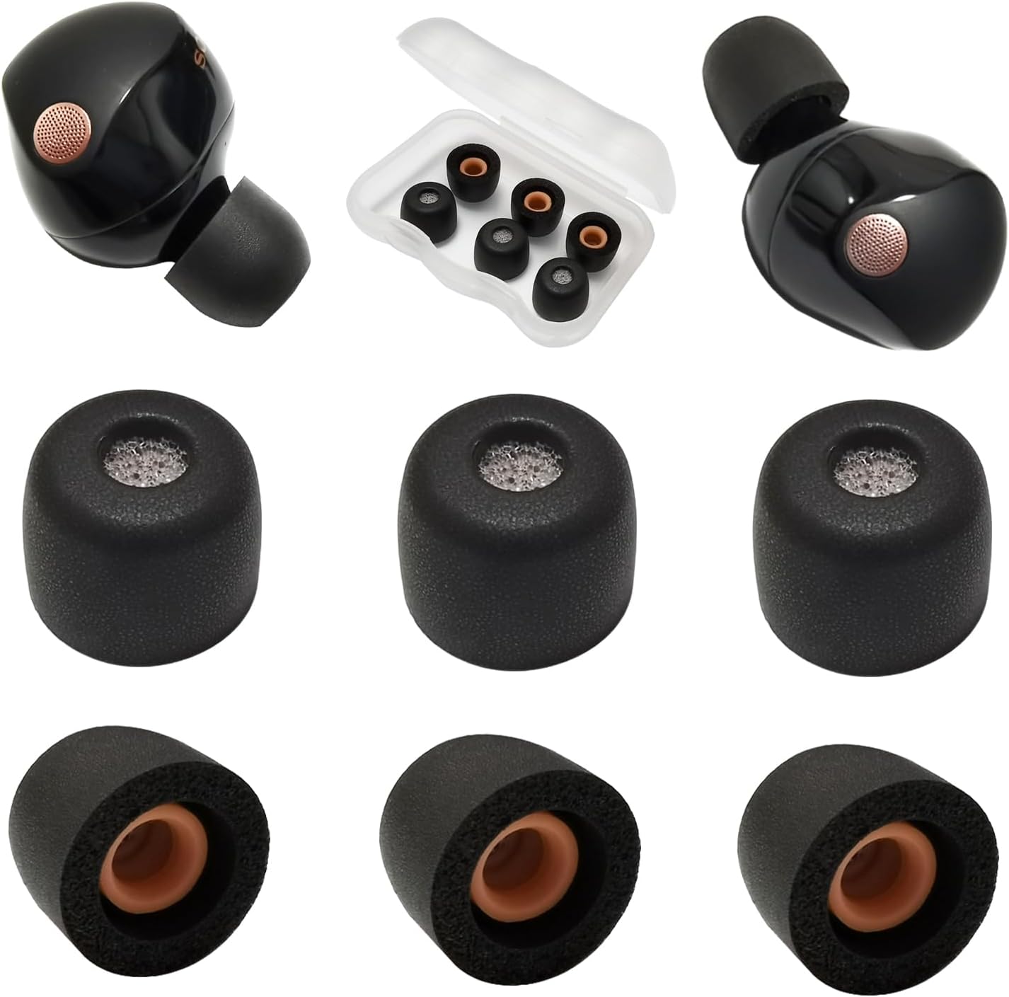 ComfortFit Memory Foam Ear Tips for Sony WF-1000XM5 | Mijusun | Small Black