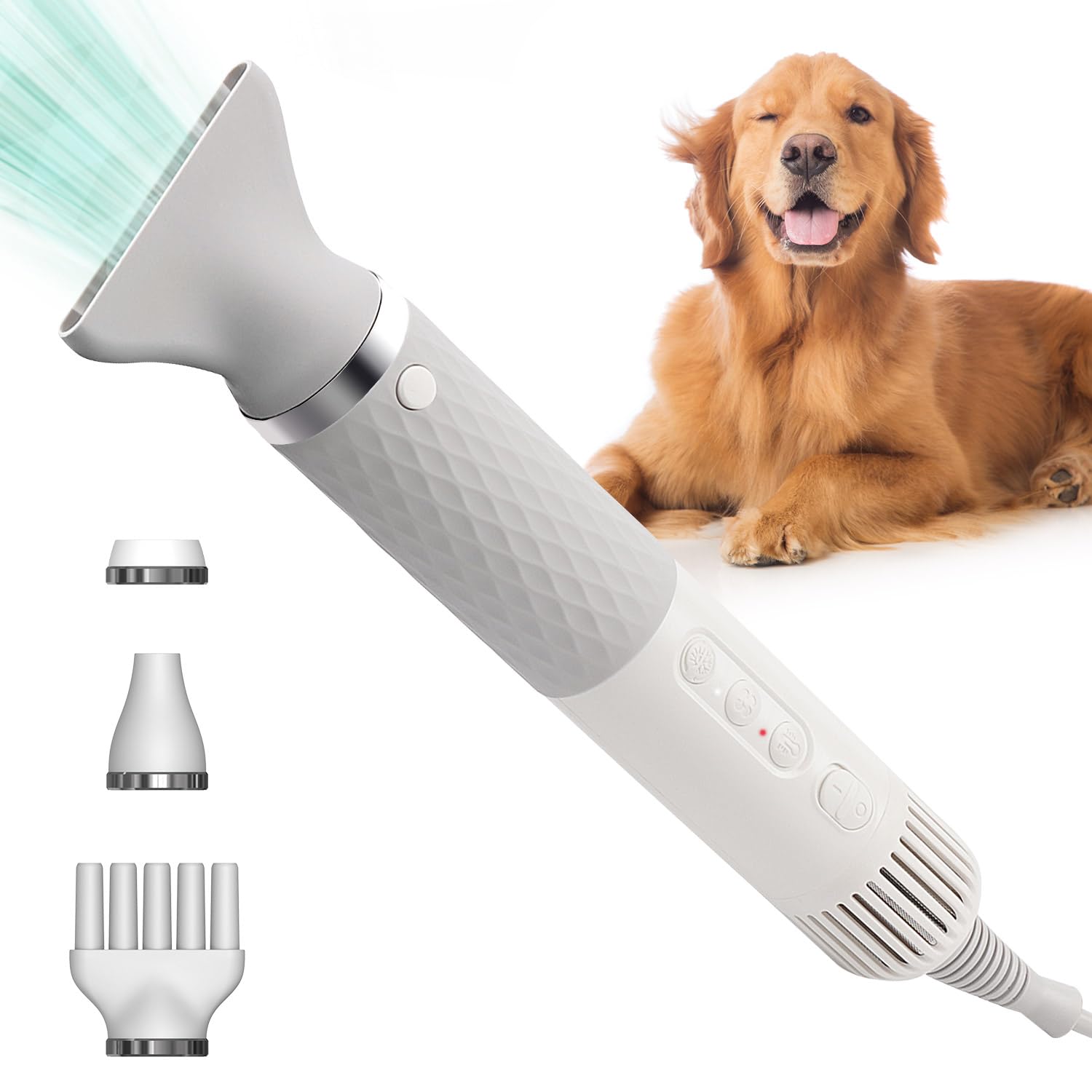 Powerful Dog Hair Dryer - 4 Temp Levels, 3 Speeds