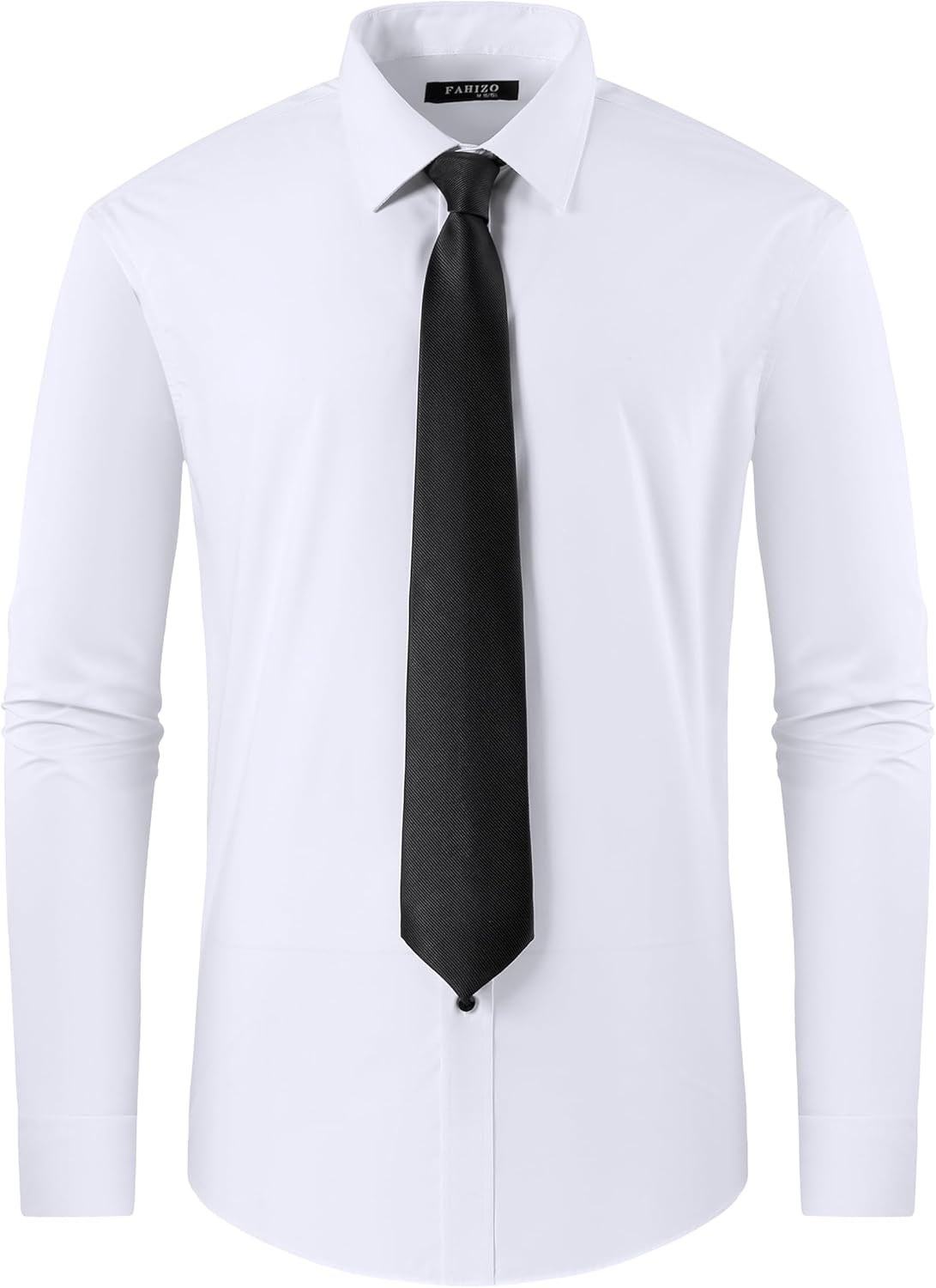 FAHIZO Men's White Tuxedo Shirt with Wing Collar & Cuffs