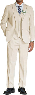 COOFANDY Men's 3 Piece Linen Suit Set - Lightweight Casual Elegance