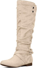 Women's Knee High Boots Flat Warm Fall Boots with Side Zipper - Sleek