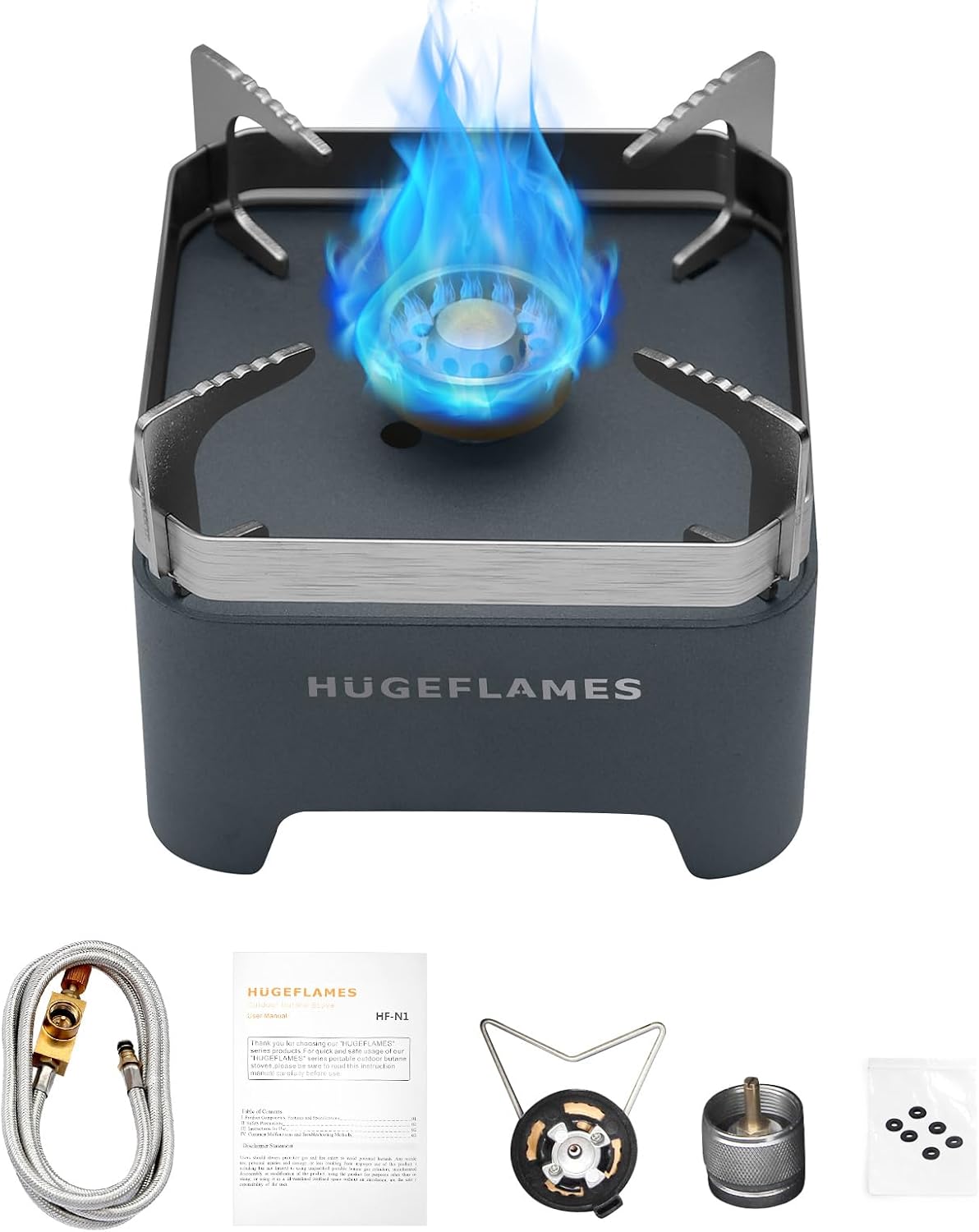 HUGEFLAMES Portable Camping Stove - Fast Ignition for Cooking Outdoors