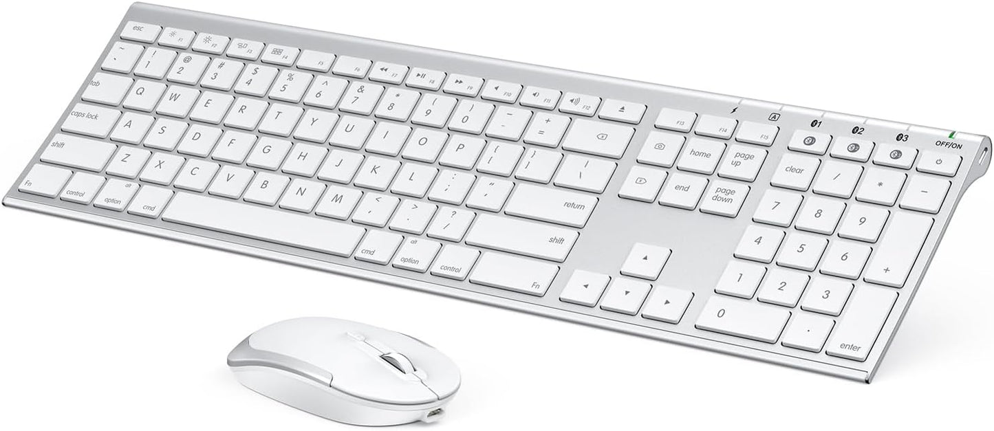 Multi-Device Bluetooth Keyboard Mouse: Ultra Slim, Rechargeable