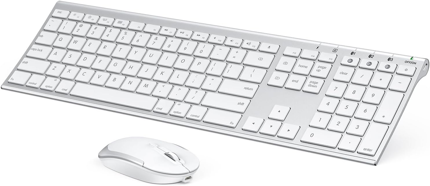 Multi-Device Bluetooth Keyboard Mouse: Ultra Slim, Rechargeable