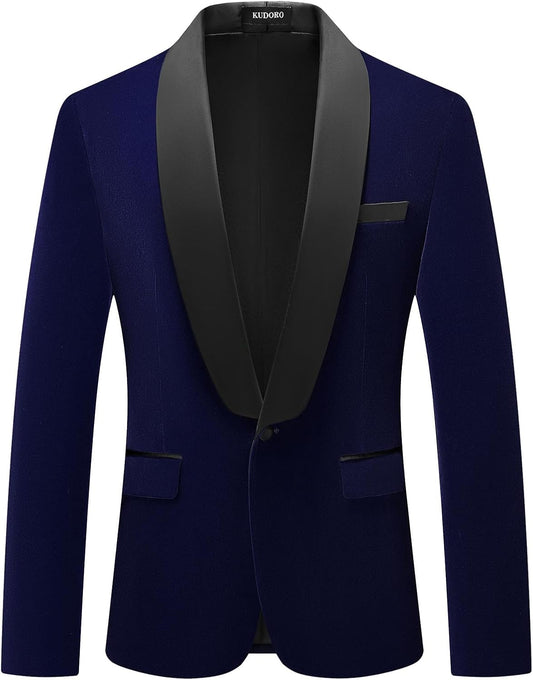 Mens Velvet Blazer Slim Fit Tuxedo Jacket for Weddings and Prom