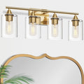 Brushed Gold Vanity Light 4-Light Bathroom Fixture - Modern Clear
