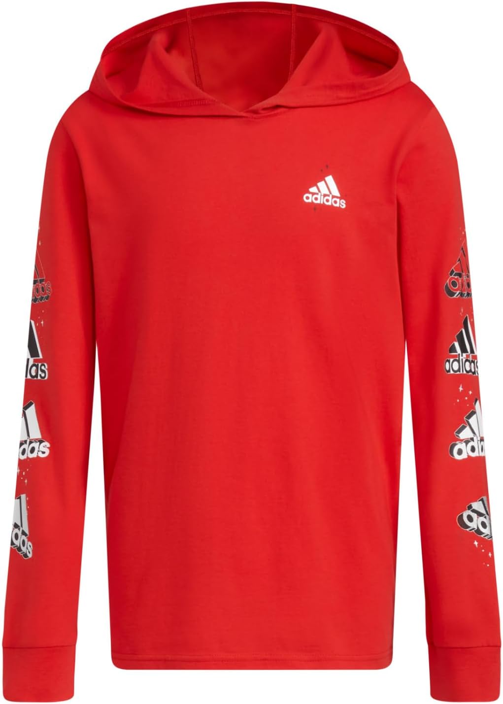 adidas Boys' Logo Hooded T-Shirt, Better Scarlet, X-Large - Comfort and Style!