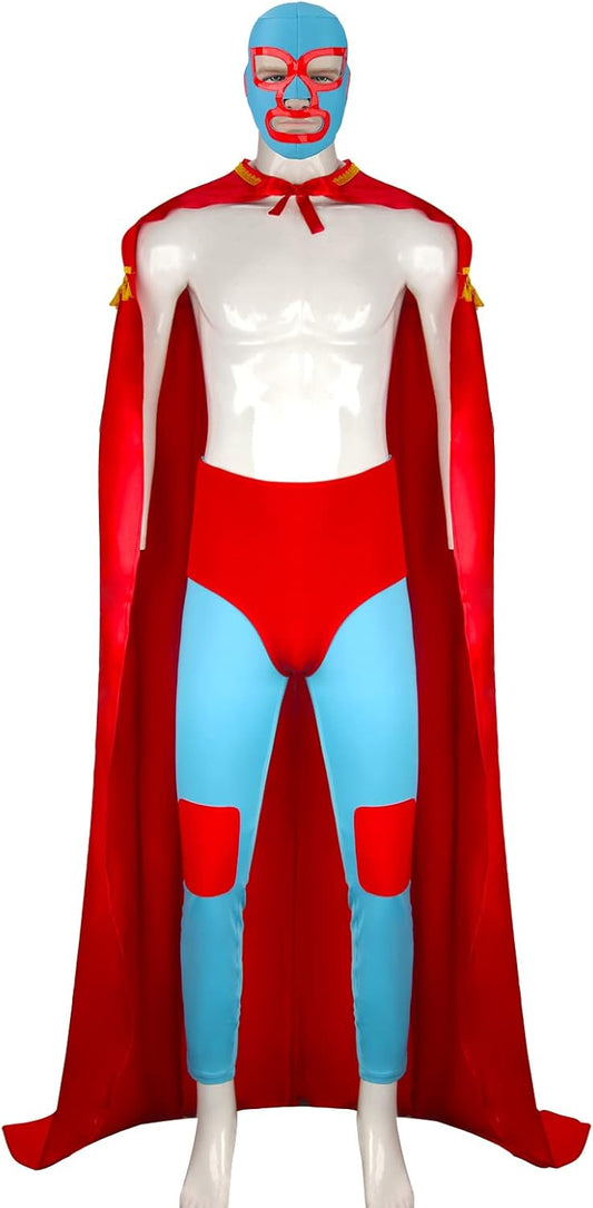 HLENOK Mexican Wrestler Costume for Men with Cape and Mask