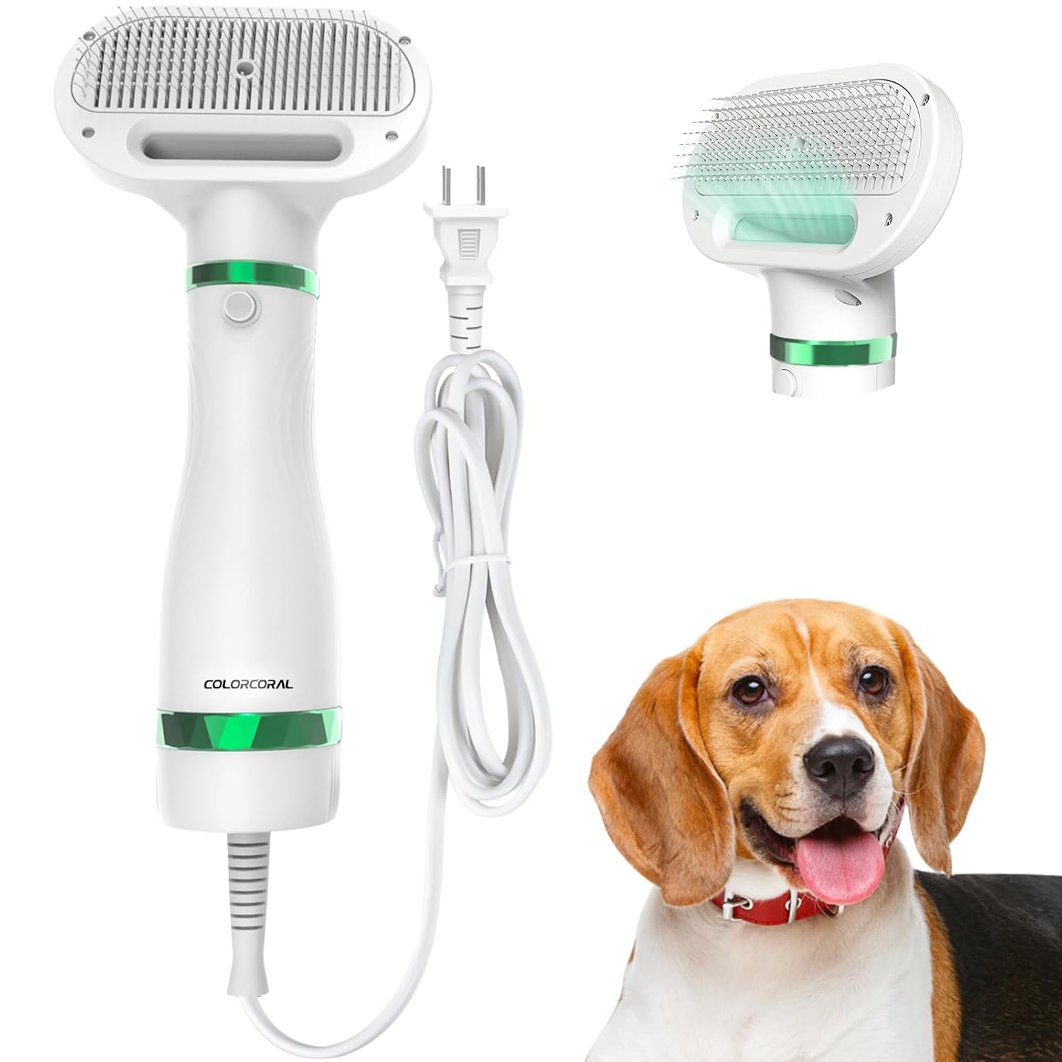 COLORCORAL Pet Hair Dryer Brush: Gentle 3-Heat Settings