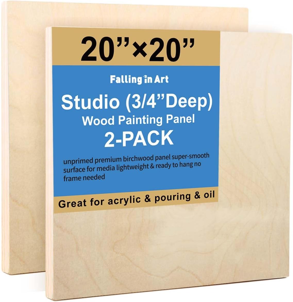 Unfinished Birch Wood Canvas Panels Kit for Art and Crafts