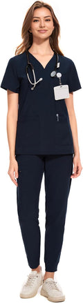 COZYFIT Medical Scrubs for Women Set - Curved V-Neck & 8 Pockets last
