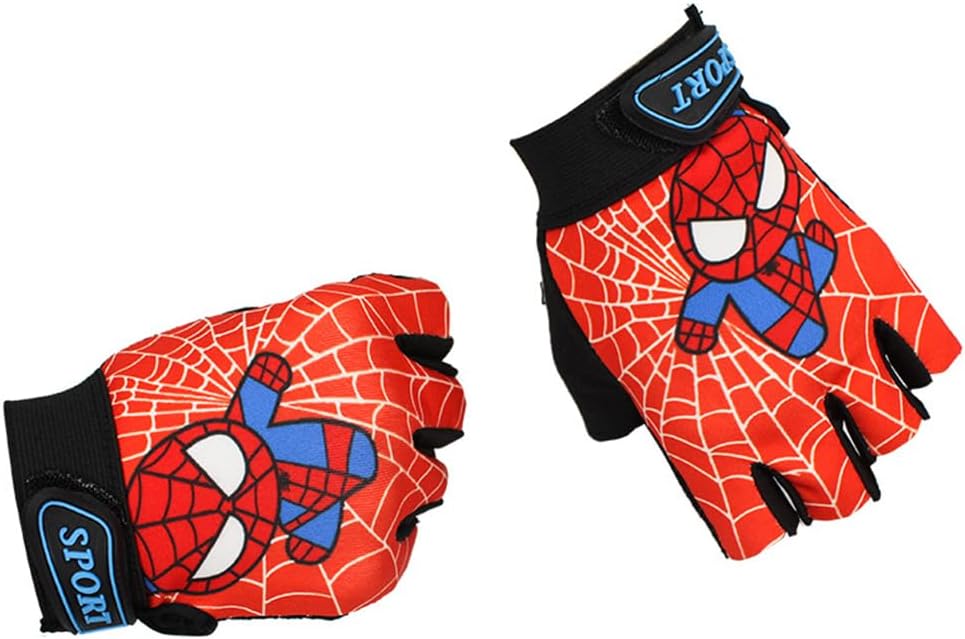 Spider Superhero Kids Fingerless Bike Gloves - Grip & Protect!