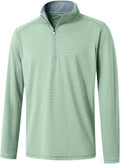 Mens Quarter Zip Performance Stripe Pullover - Mock Neck Golf