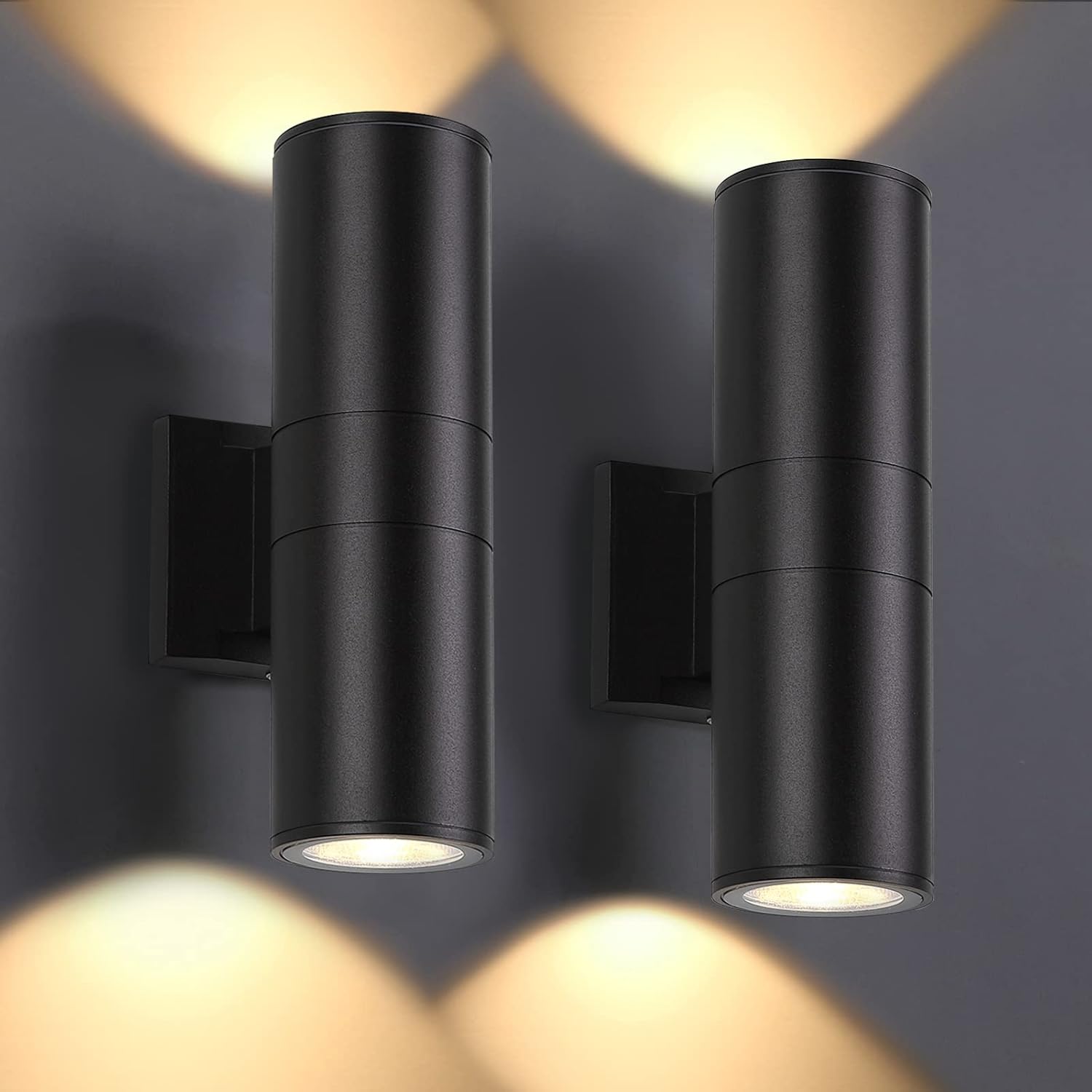 Outdoor Wall Lights 2 Packs - Modern Waterproof LED Sconces