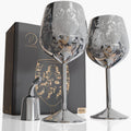 17oz Stainless Steel Wine Glasses Set of 2 with Baroque Engravings