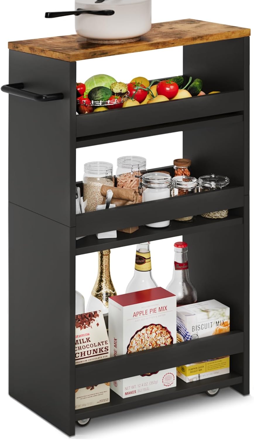 TEAMIX 4 Tier Slim Storage Cart for Small Spaces and Utility