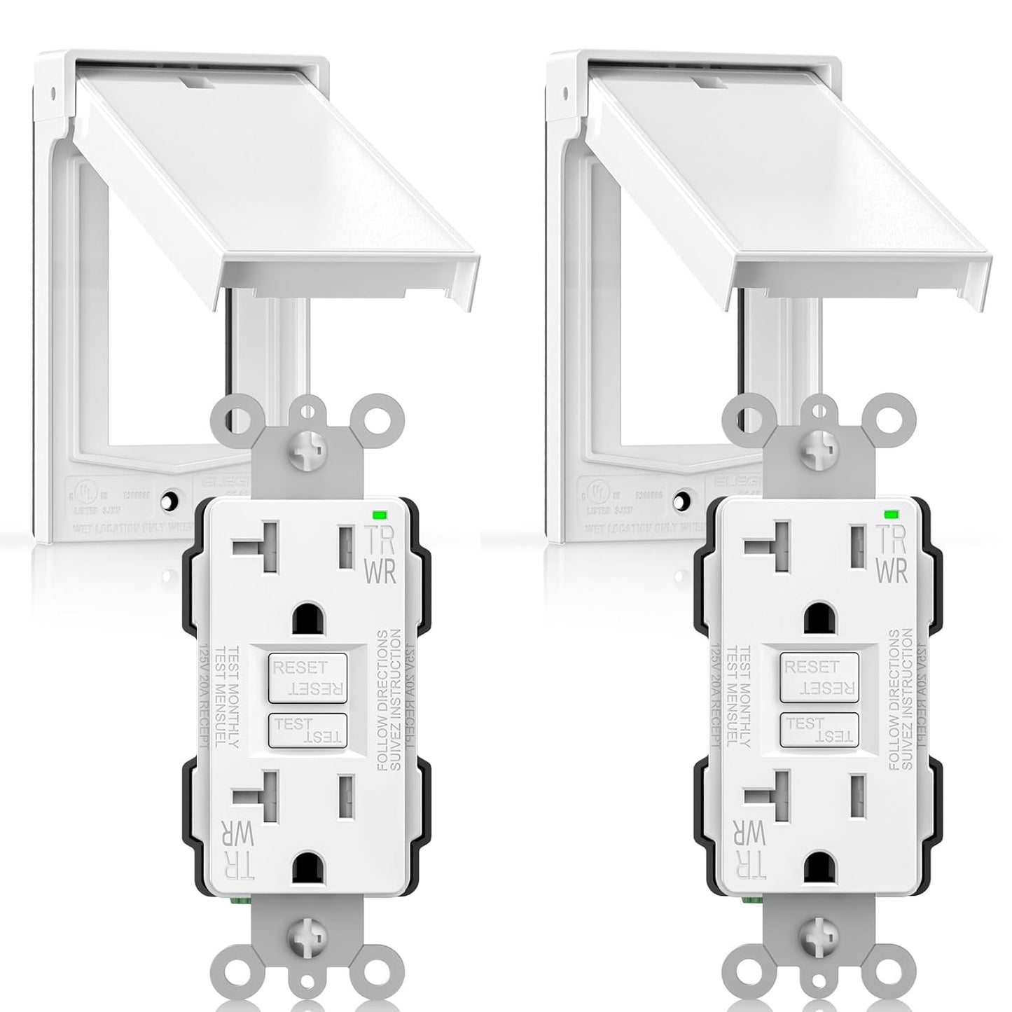 ELEGRP Outdoor GFCI Outlet with Cover for Weather Protection