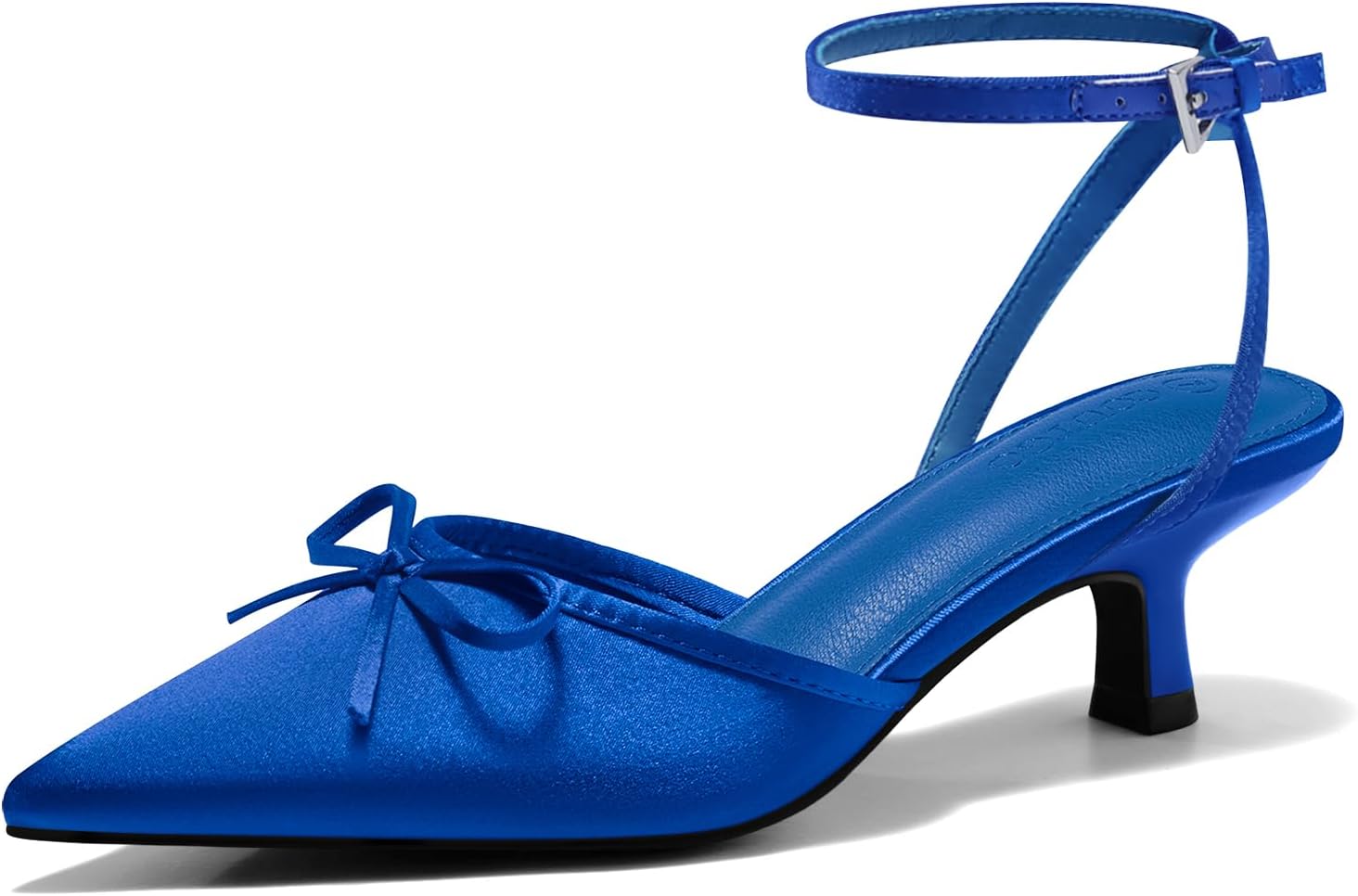 Coutgo Satin Kitten Low Heels with Bow for Elegant Occasions