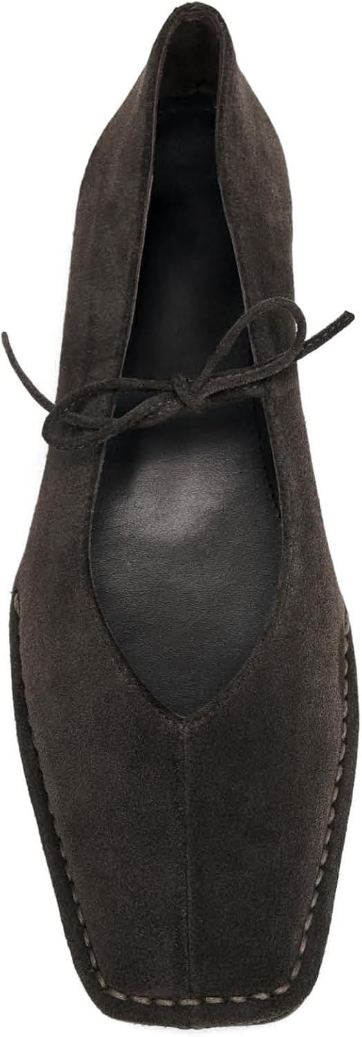 Lace Up Ballet Flats Women Square Toe Mary Jane Comfortable Shoes